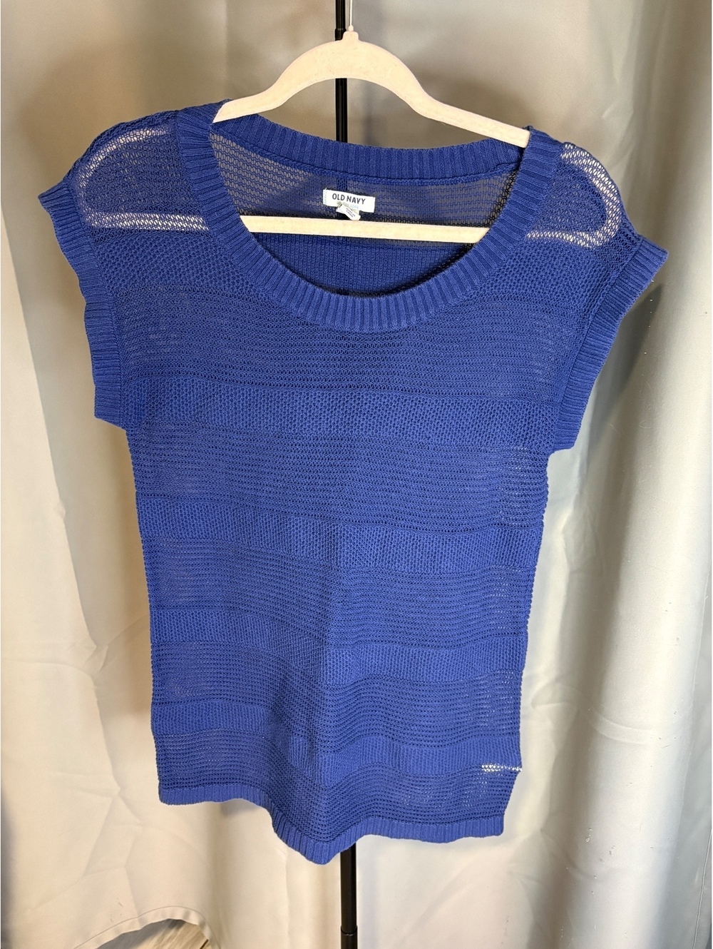 Old Navy Blue Knit Short Sleeve Sweater Top Medium